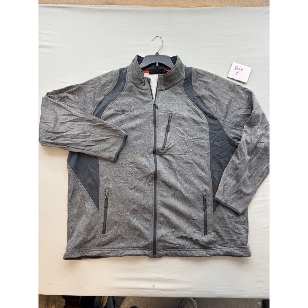 Free Tech Mens Full Zip Performance Jacket Heather Gray 3XL Activewear Mock Neck